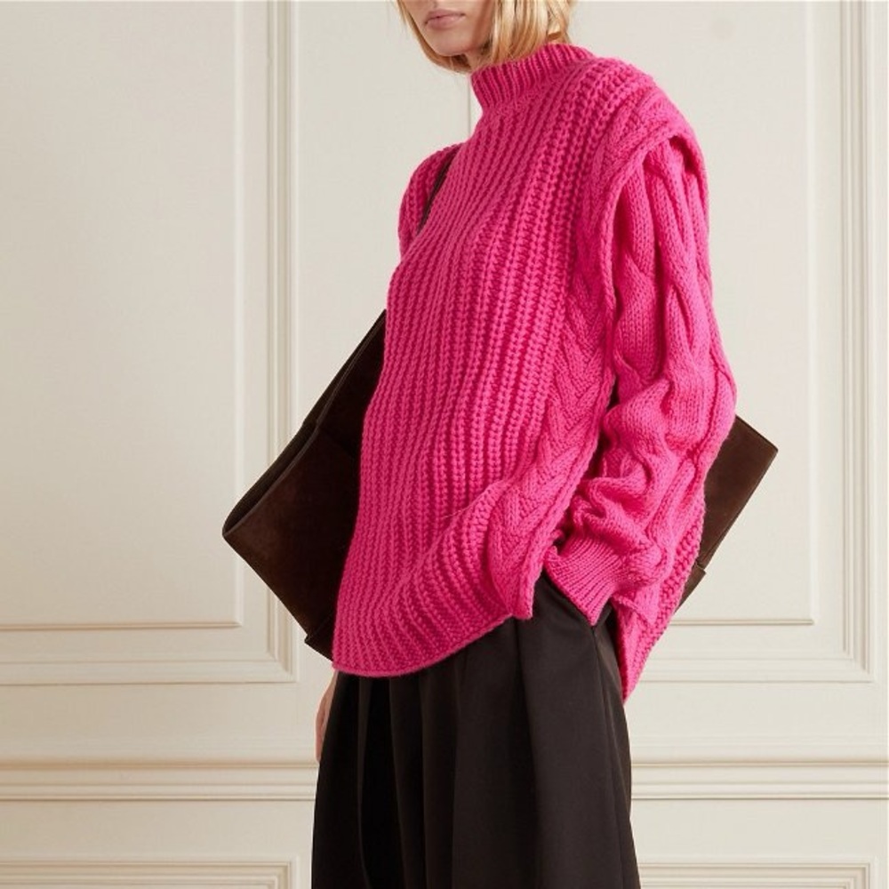 Envelope1976 Wild vest oversized convertible cable knit wool sweater